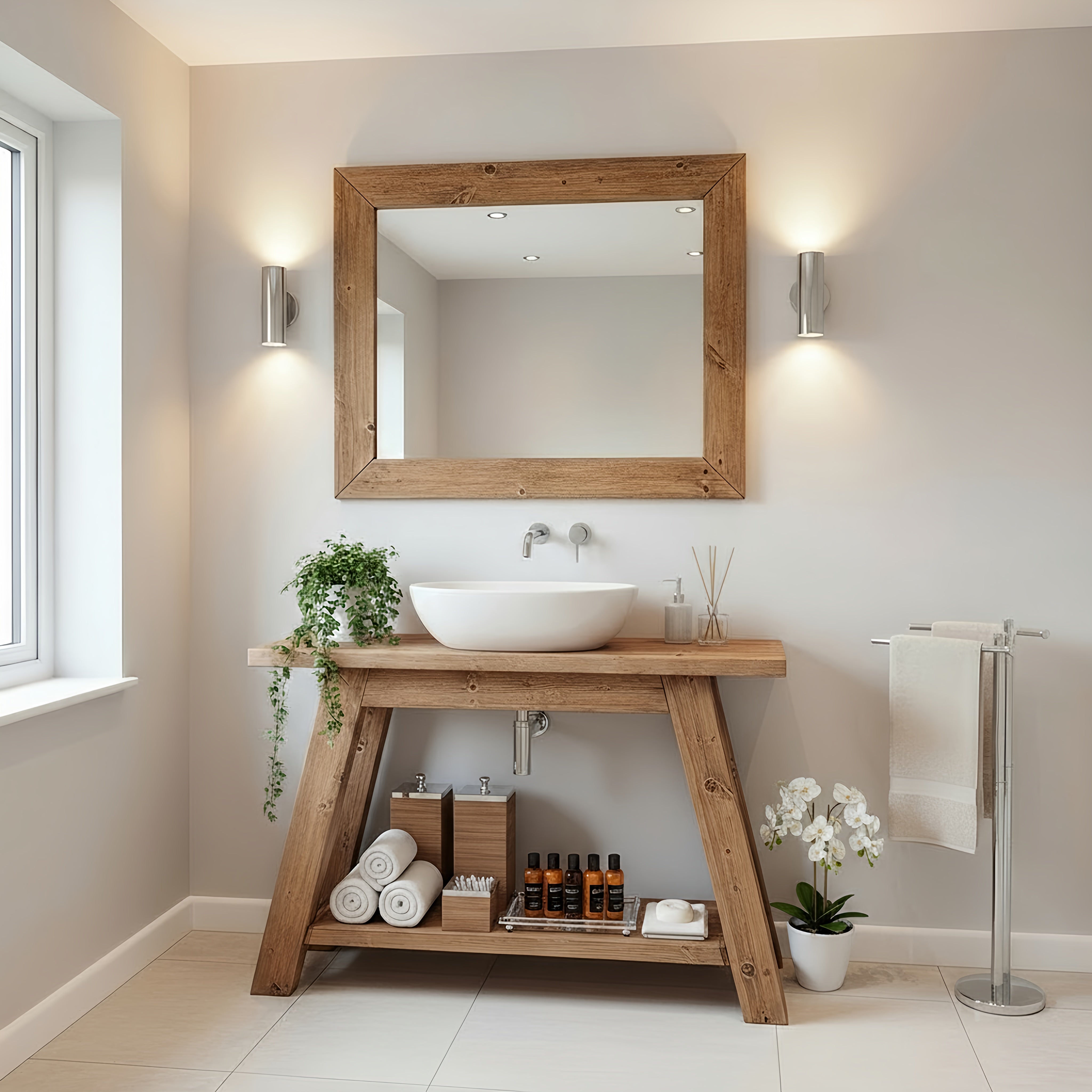 DASI Bathroom Vanity With Shelf - Dark Oak LxWCM