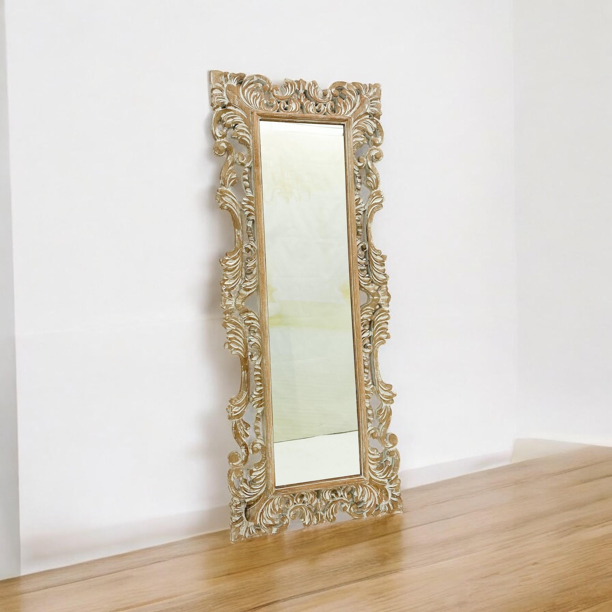 CM HAND CARVED WOODEN MIRROR