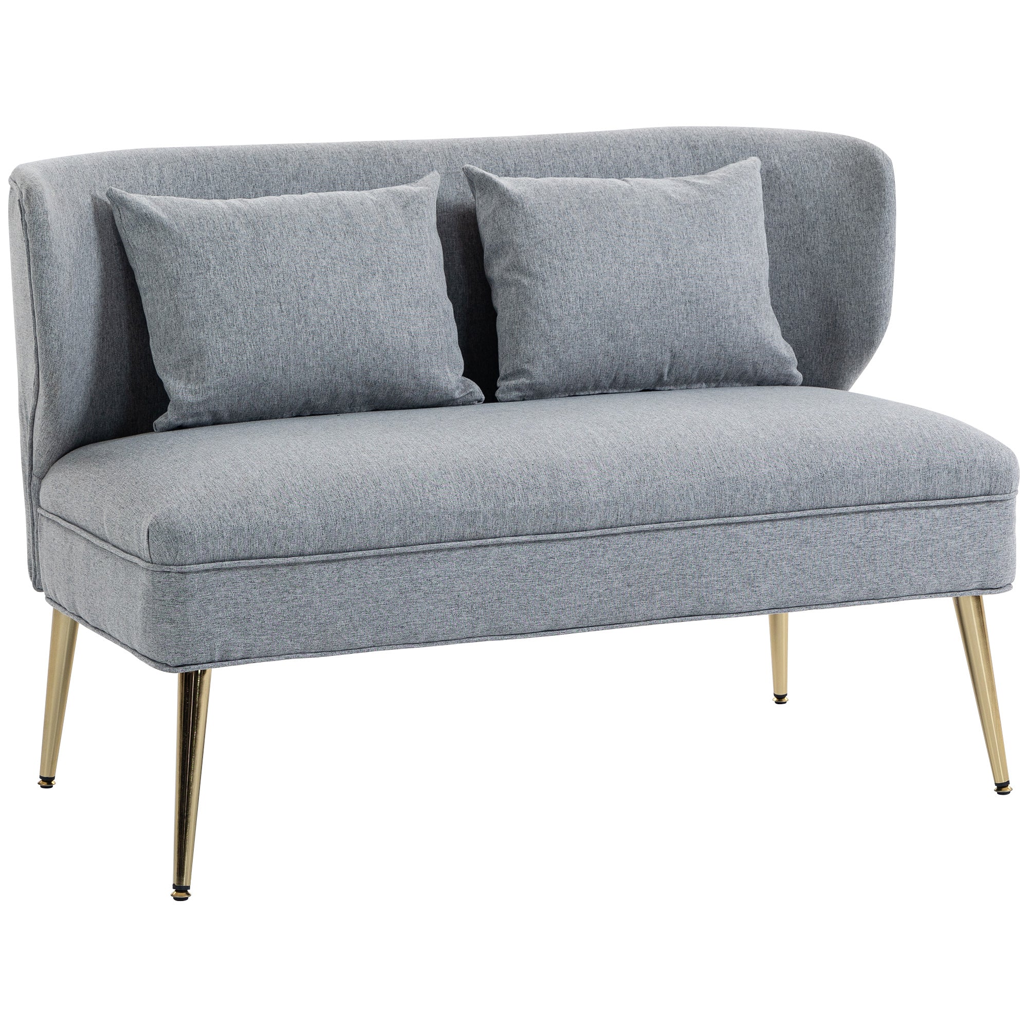 Seater Sofa, Linen-look Fabric Small Sofa with Wing Back, Thick Seat, Metal Legs