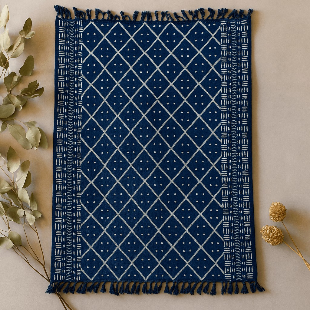 Handmade Indigo Throw Blanket x Midnight Heerak