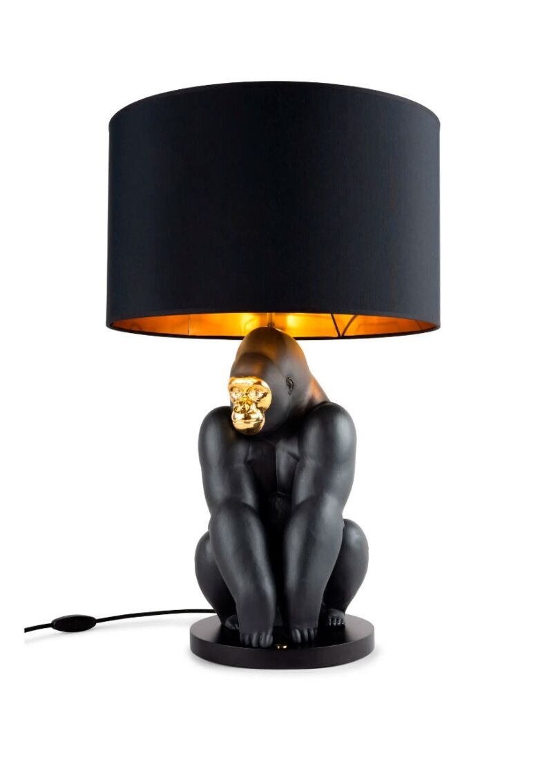 Lladro Gorilla lamp black-gold