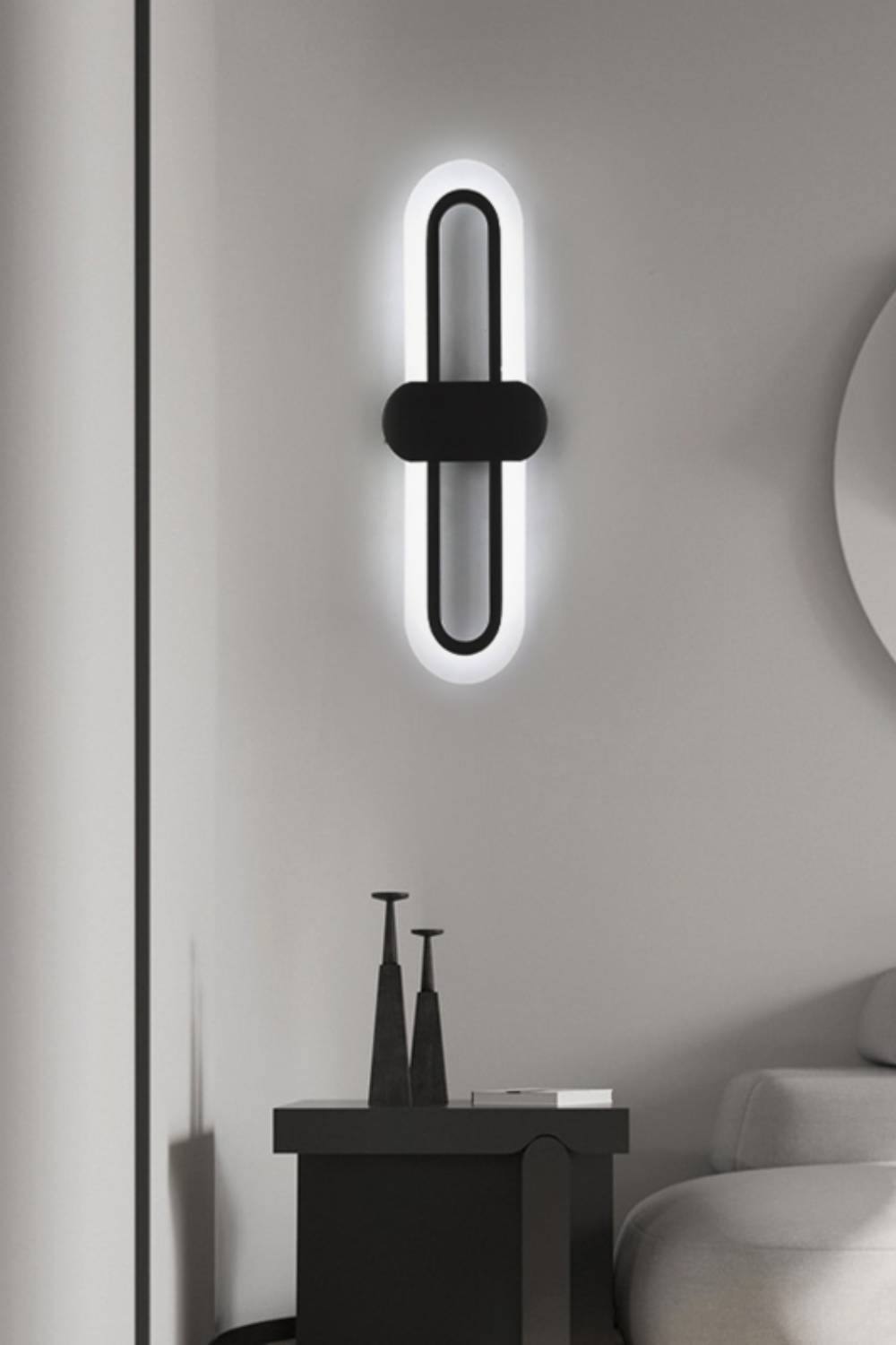 Living And Home Modern Minimalistic Oval Led Wall Light In Black