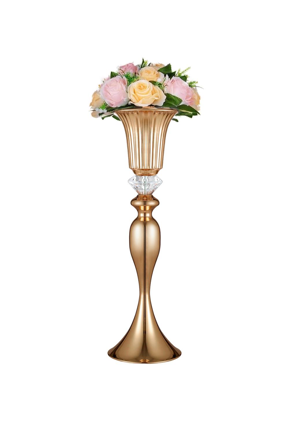 Living And Home Metal Trumpet Vase Wedding Centerpiece In Gold