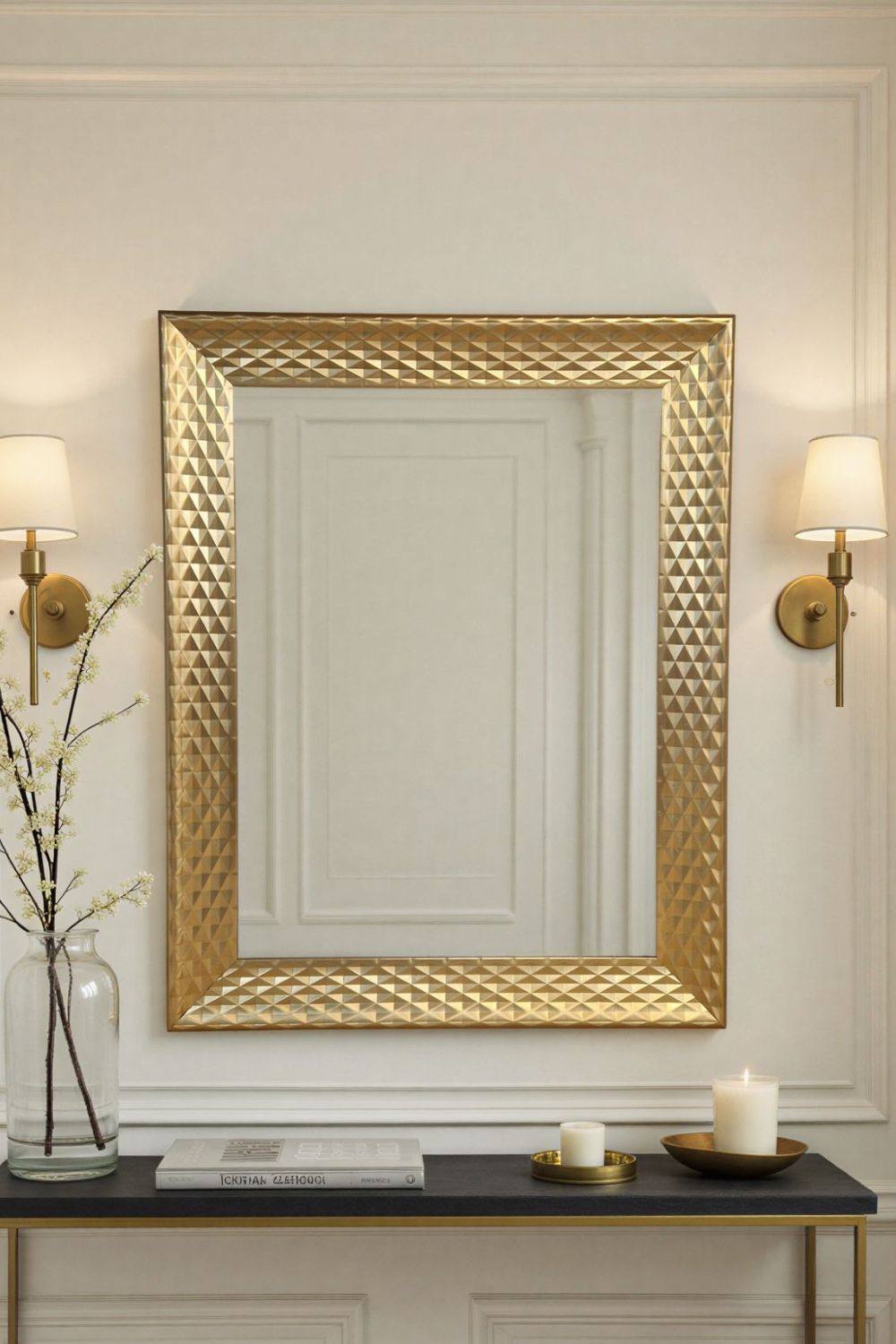 Yearn Mirrors Diamont Framed Gold Bevelled Mirror