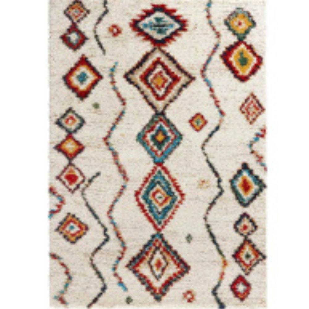 The Rugs Velour Deep Pile Rug Boho Vintage Design Mm Plush Texture In Cream