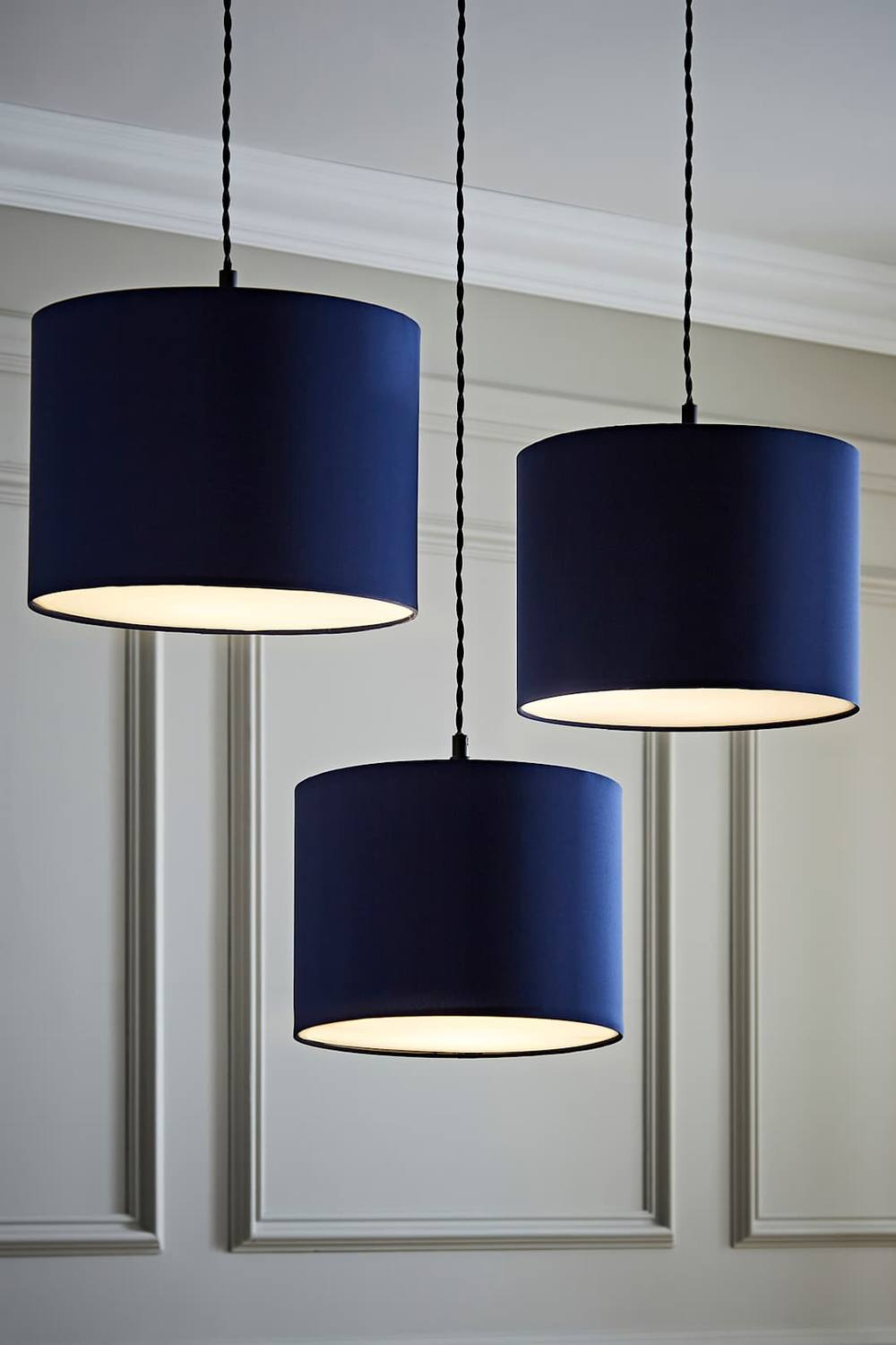 Valuelights Torbery Set Of Nesting Easy Fit Ceiling Pendant Light Lamp Shades In Navy