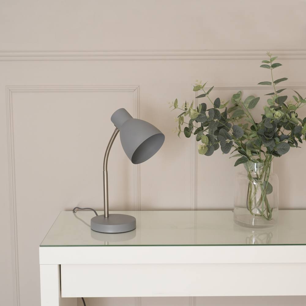 Valuelights Keela Adjustable Flexi Neck Desk Table Lamp In Grey