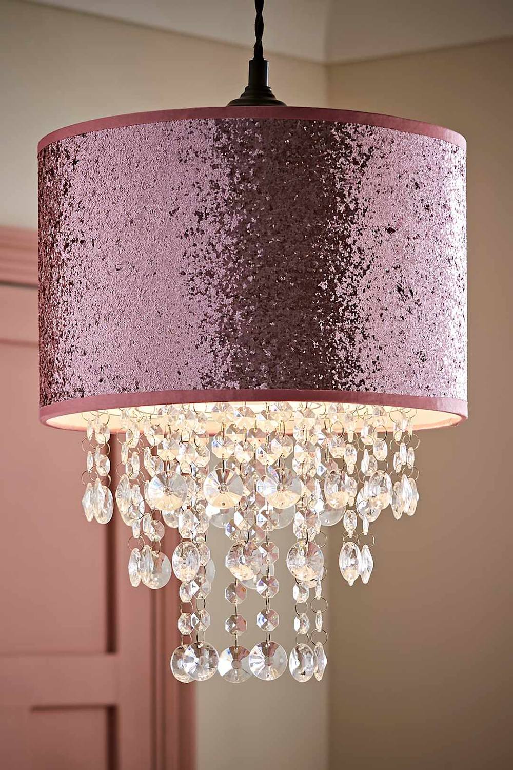 Valuelights Bonita Cm Glitter Droplets Easy Fit Ceiling Pendant Light Lamp Shade In Pink