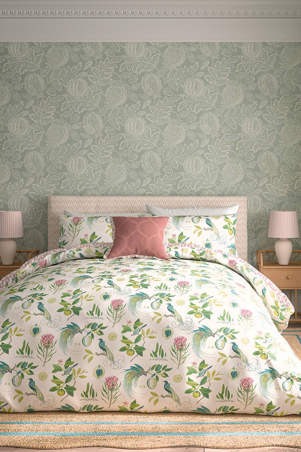 Sanderson 'paradesia' Cotton Duvet Cover Set In Pink