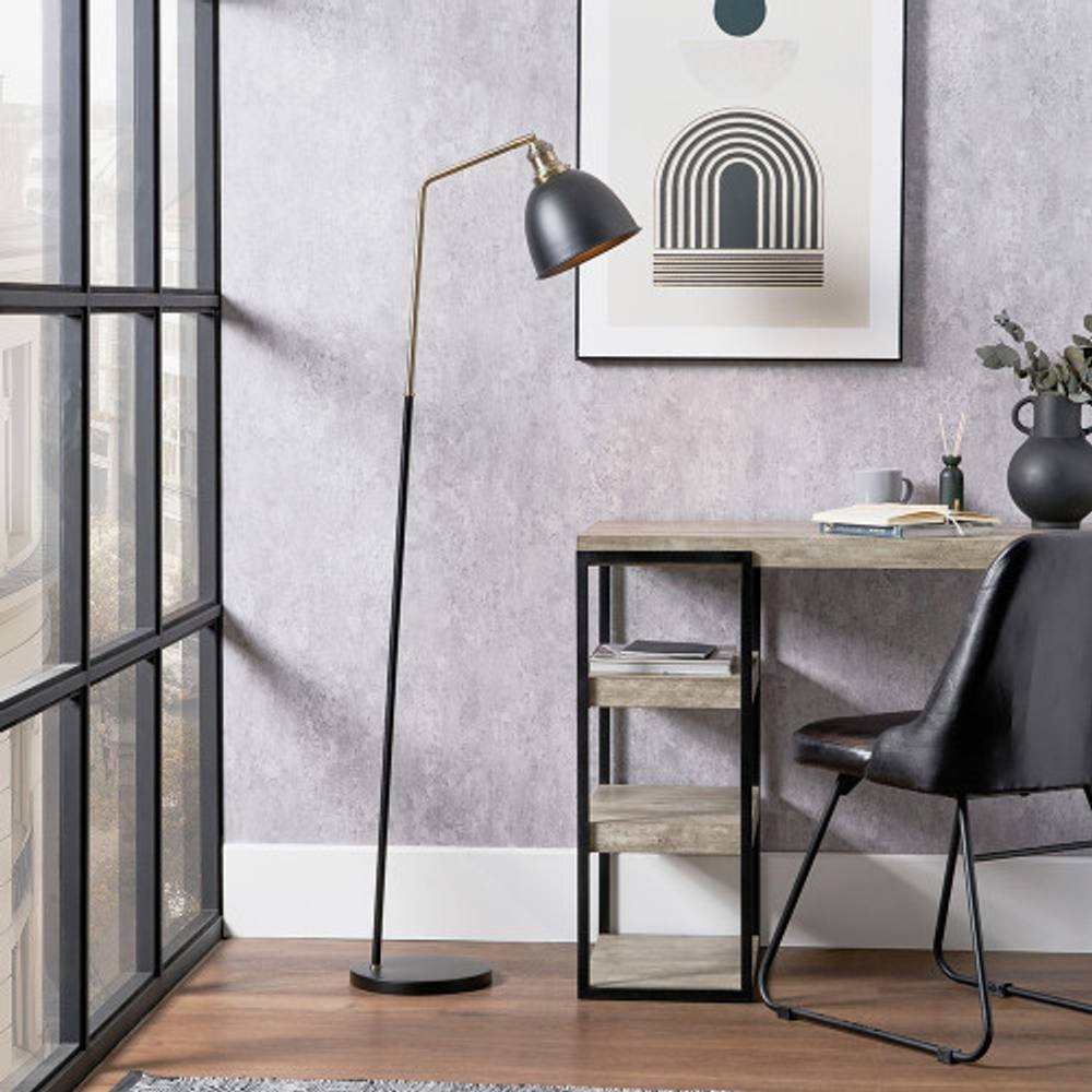 Ruma Black And Gold Task Floor Lamp