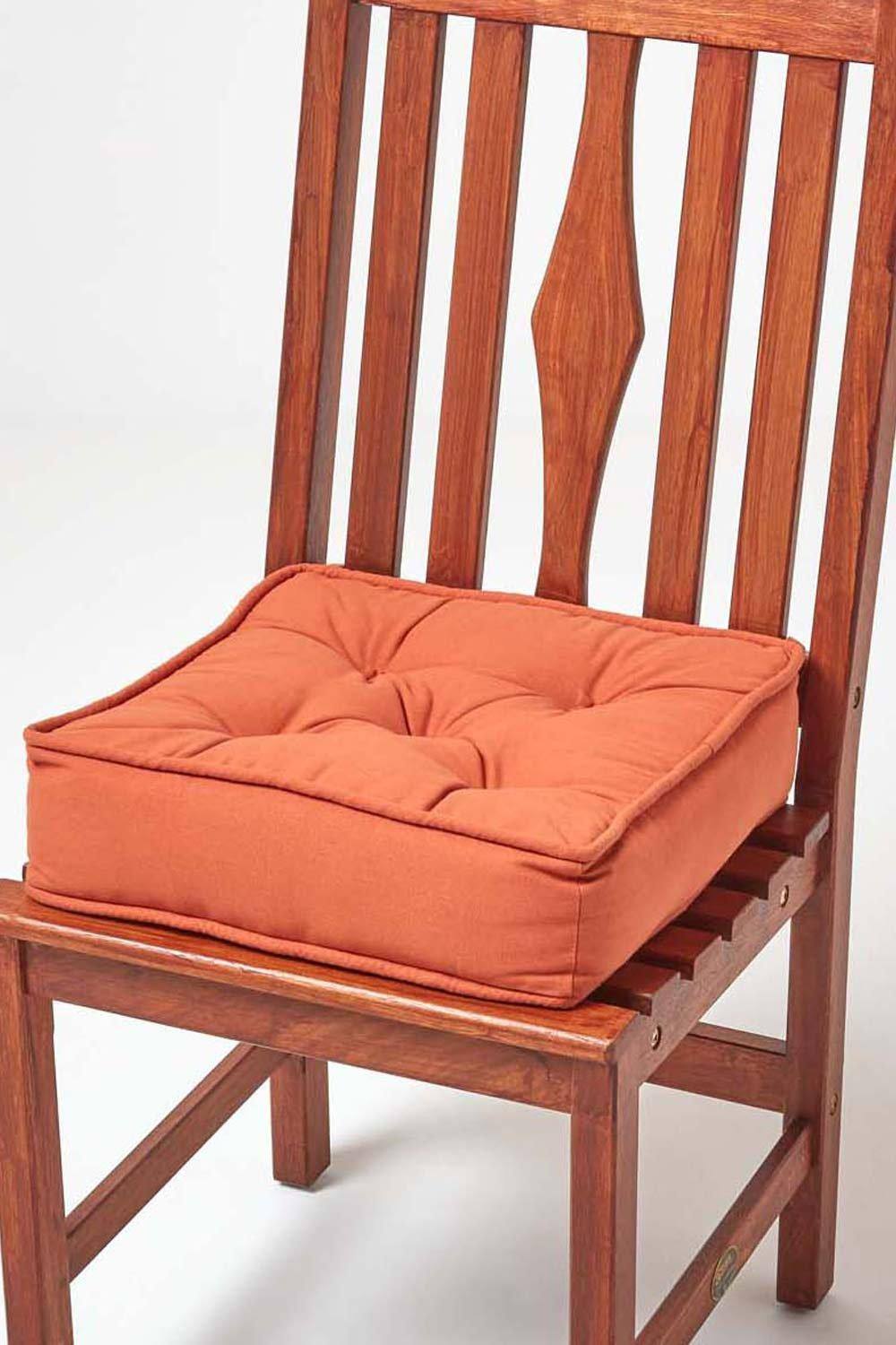 Homescapes Cotton Dining Chair Booster Cushion In Terracotta