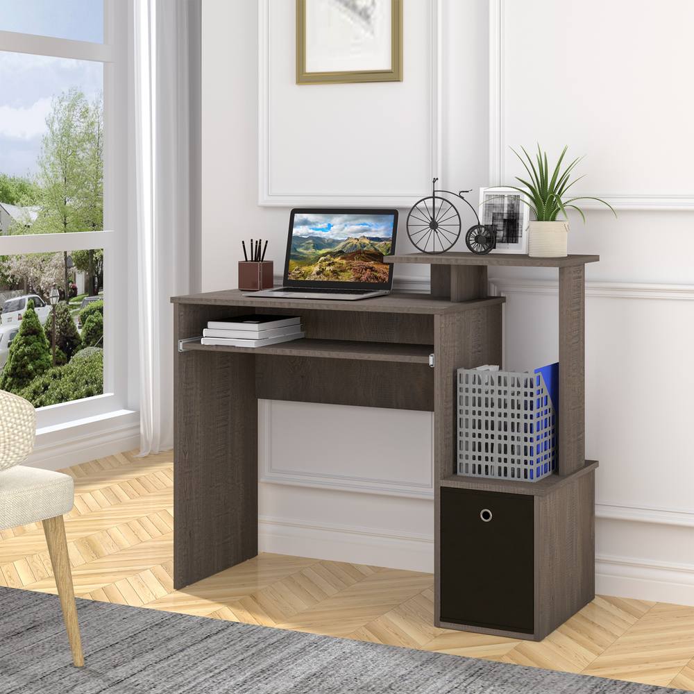Homcom Computer Desk With Sliding Keyboard Tray Storage Drawer Shelf In Grey