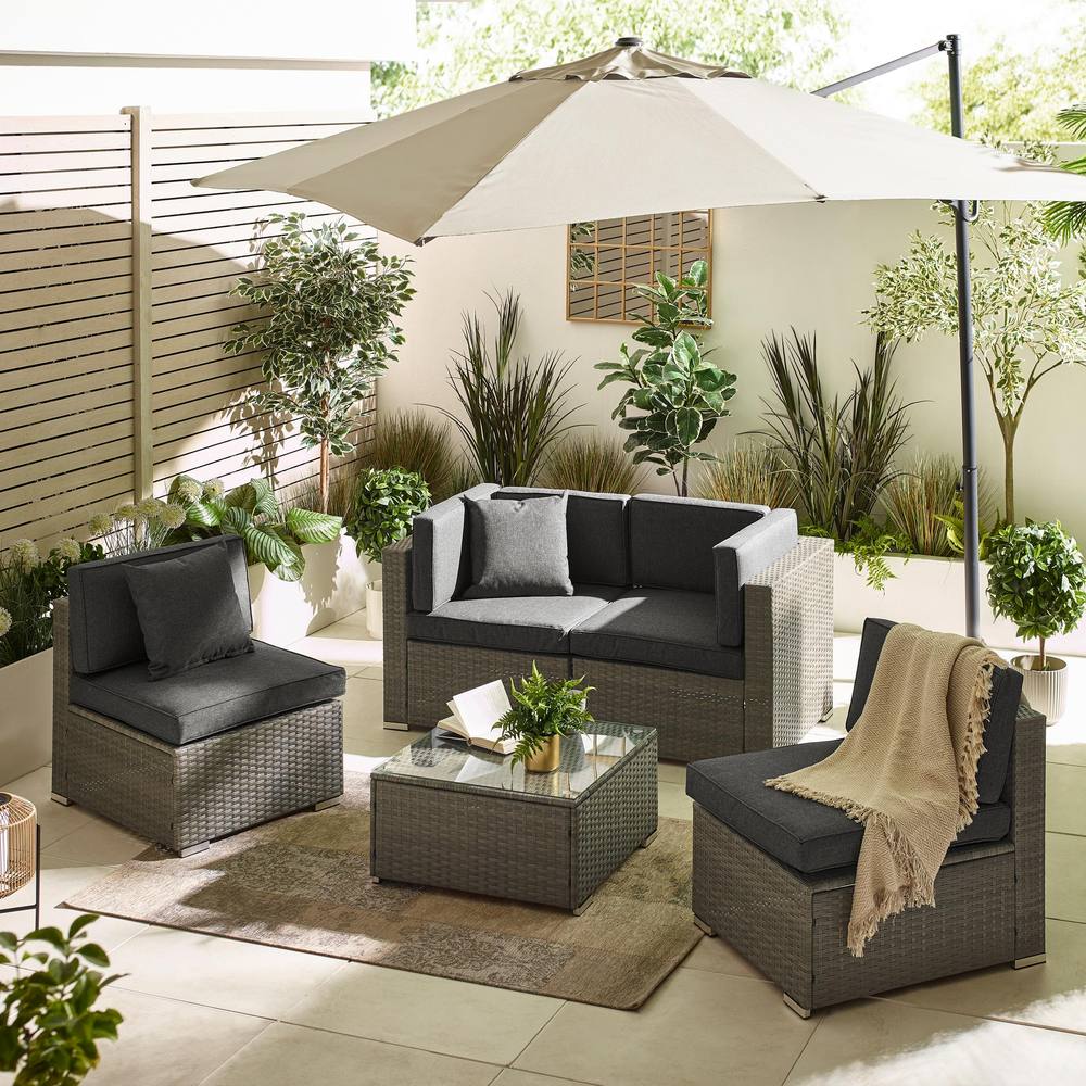 Furnitureboxuk Orlando Seat Modular Outdoor Garden Rattan Sofa In Grey