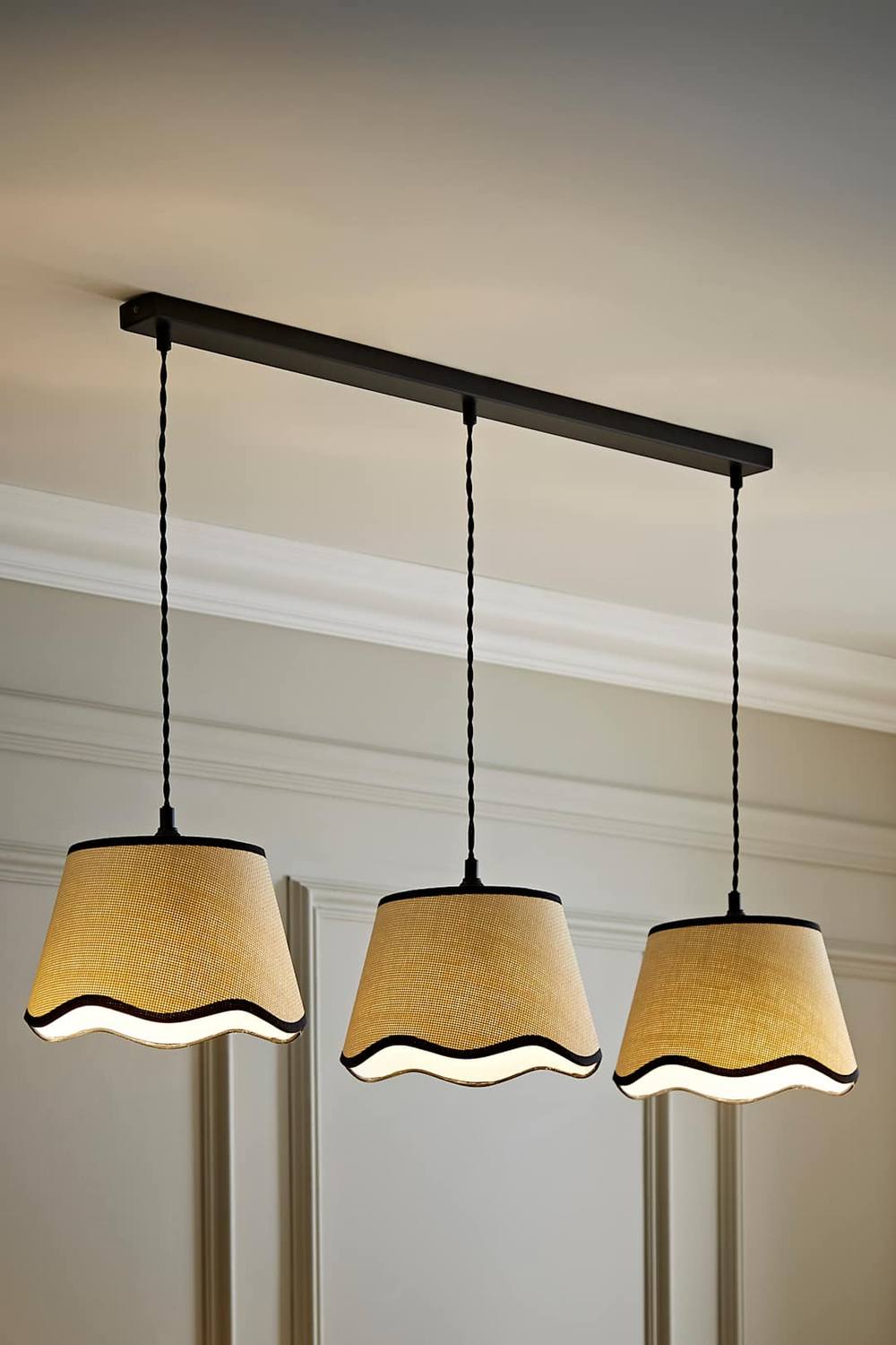 Valuelights Dutton Black Trim Scallop Drop Bar Black Diner Ceiling Pendant Light