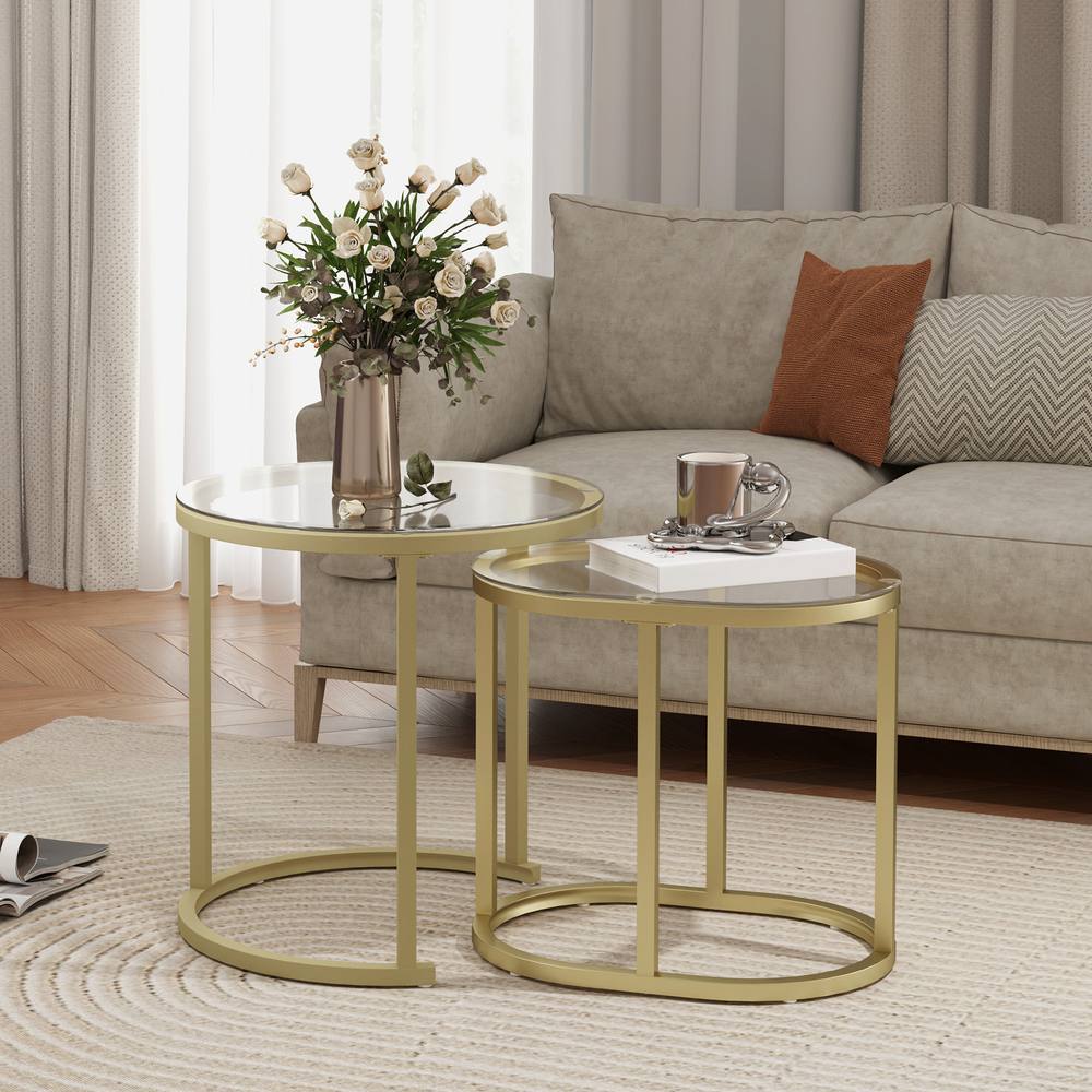 Homcom Pcs Modern Coffee Table With Tempered Glass Side Tables Clear