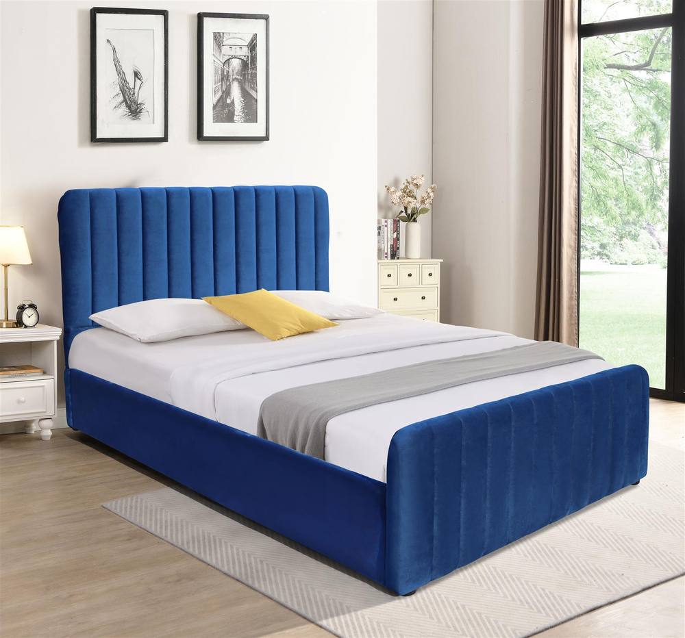 Kosy Koala Ottoman Gas Lift Up Storage Bed Ft Single Blue Velvet Bed Bed Bedroom Furniture
