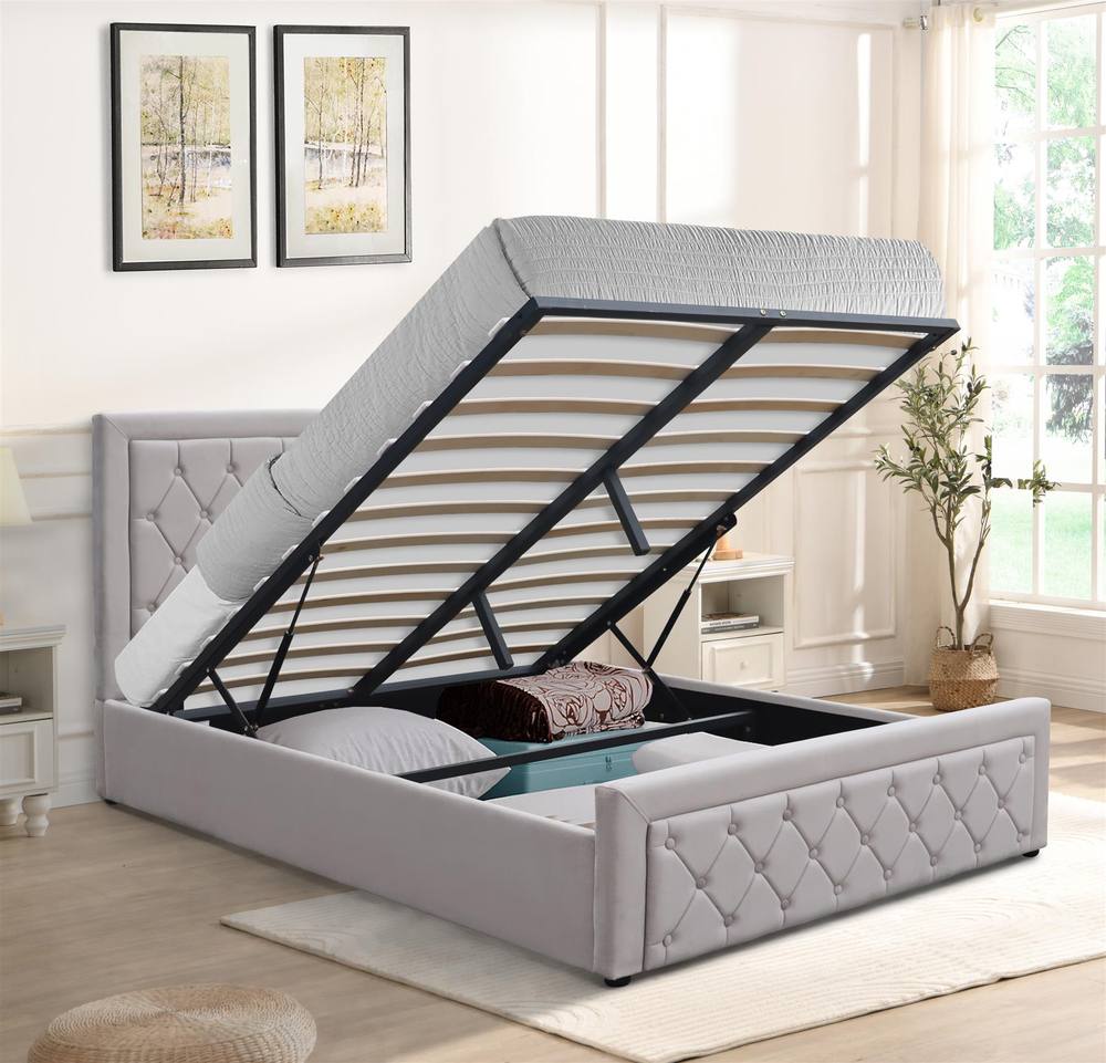Kosy Koala Ottoman Storage Gaslift Bed Ft Double Grey Velvet Bedroom Furniture