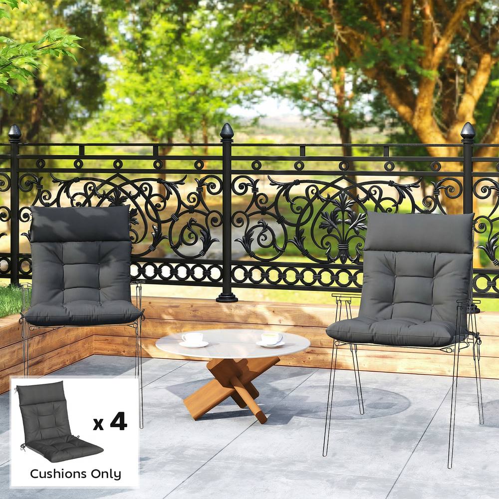 Outsunny Garden Chair Cushions Set Of , Waterproof Seat Pads, Dark Grey
