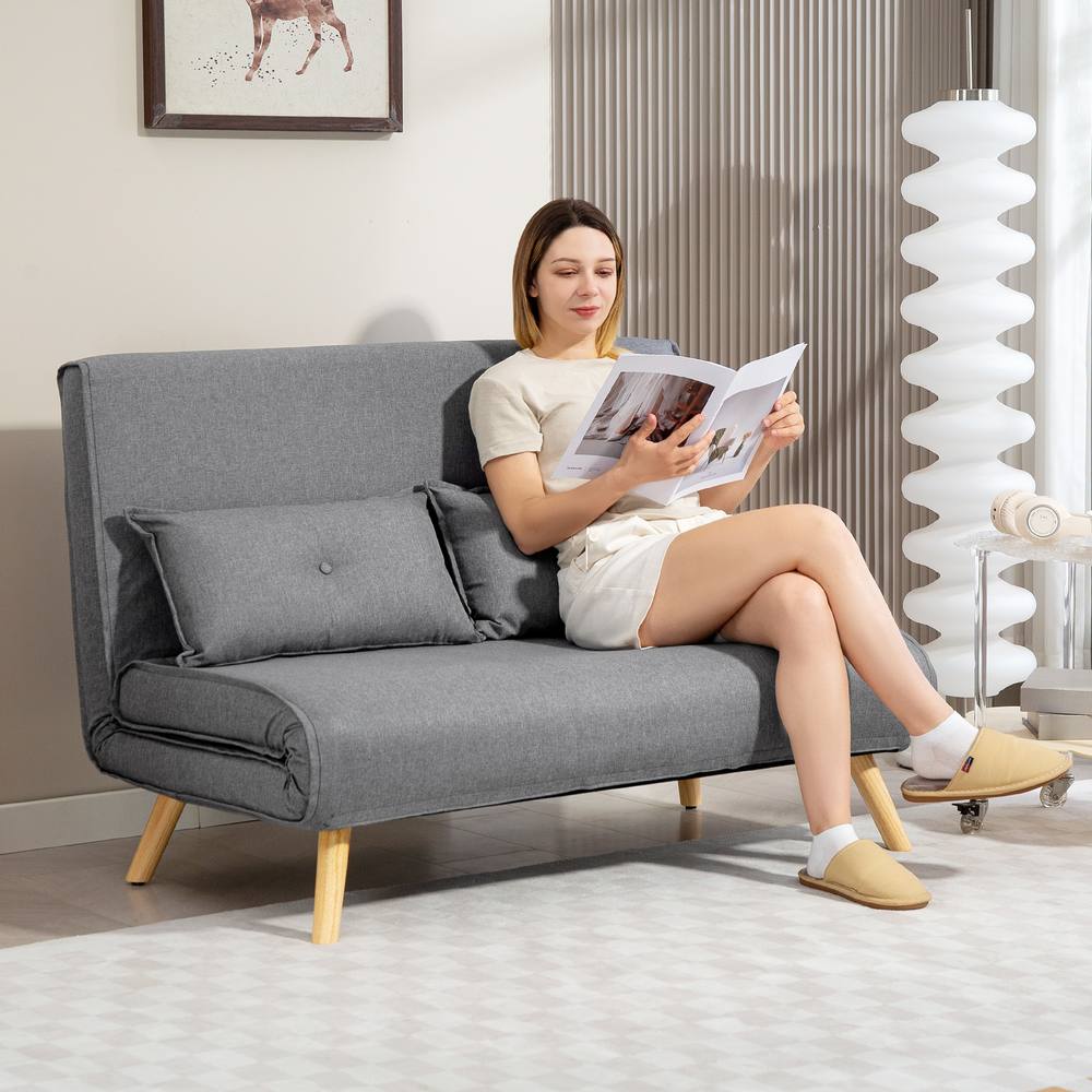 Homcom Click Clack Sofa Bed, Seater Bed Settee For Living Room In Grey
