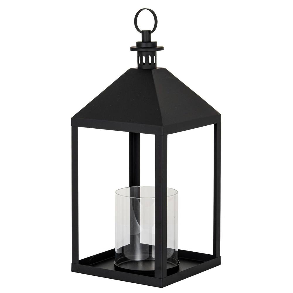 Hill Interiors Astral Glass Lantern Candle Holder Cm X Cm X Cm In Black