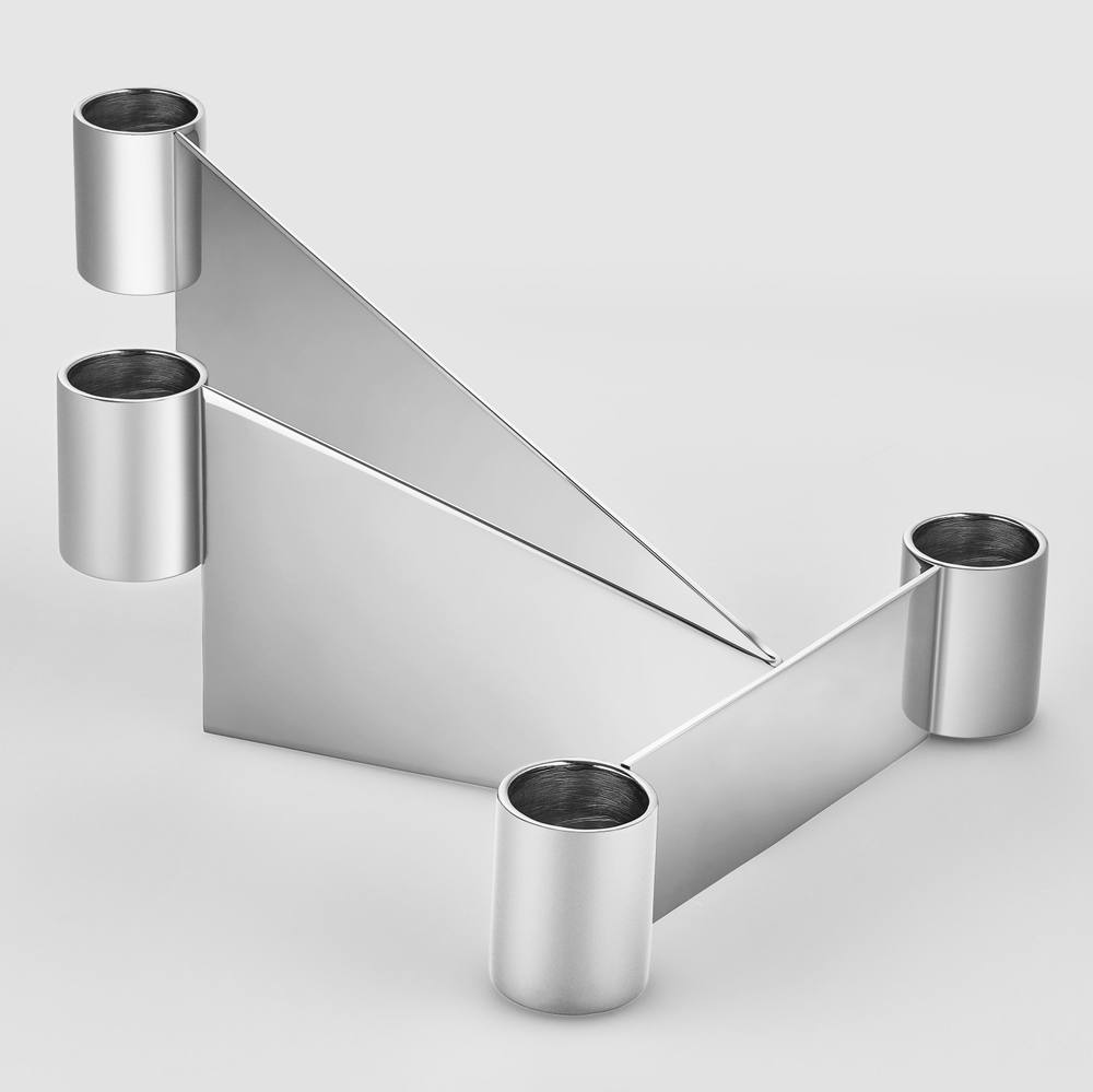 Georg Jensen Unisex Urkiola Stainless Steel Candle Holder in Silver