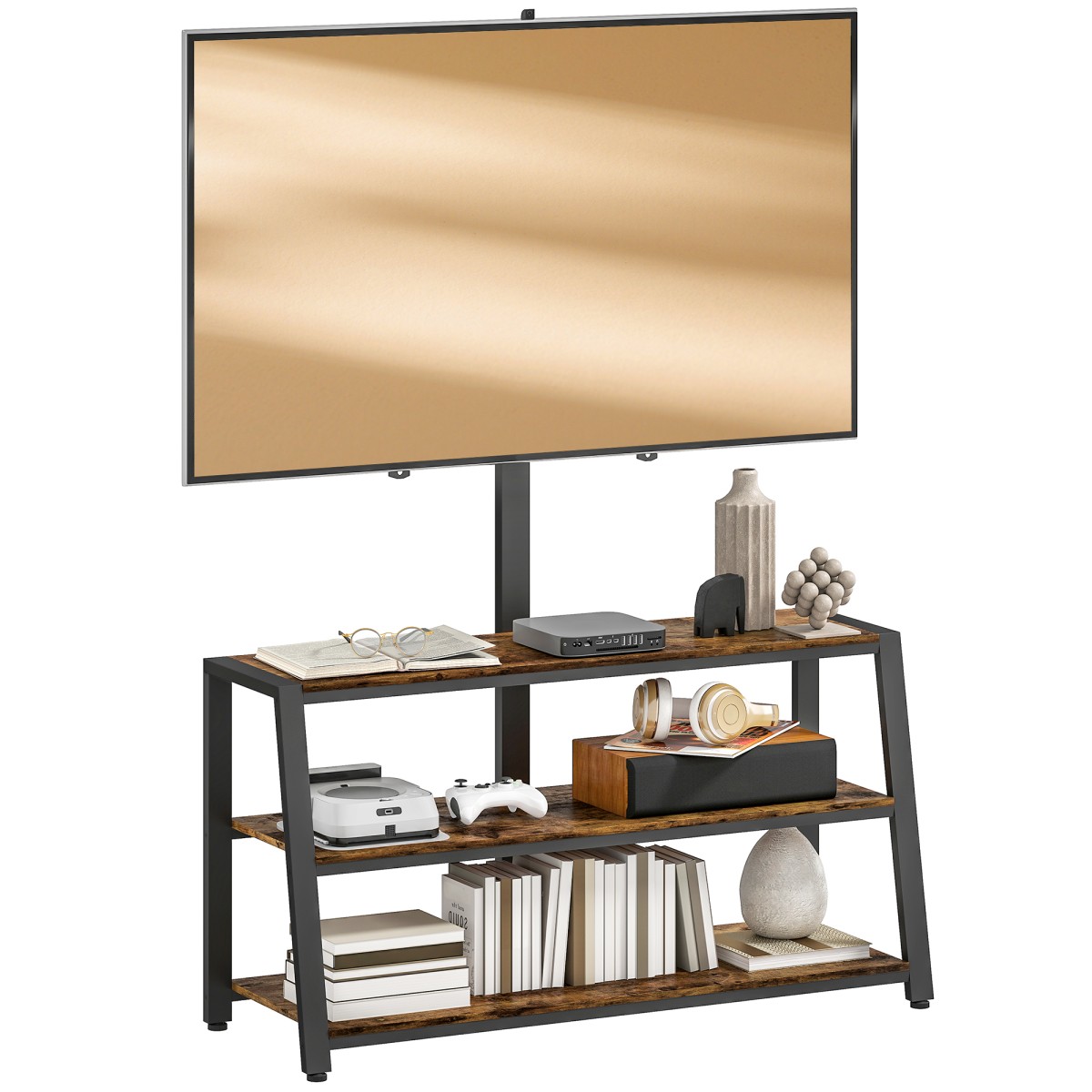 HOMCOM TV Stand Cabinet with Swivel Bracket for - Inch TVs