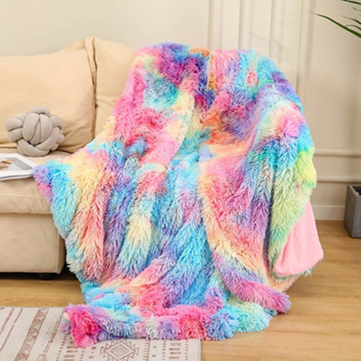 Rainbow Blanket, Throw Blanket, Fluffy Blanket × , Faux Fur Throw Blanket, Soft Warm Blanket, Wool Blanket, Sofa Blanket, Fleece Blanket