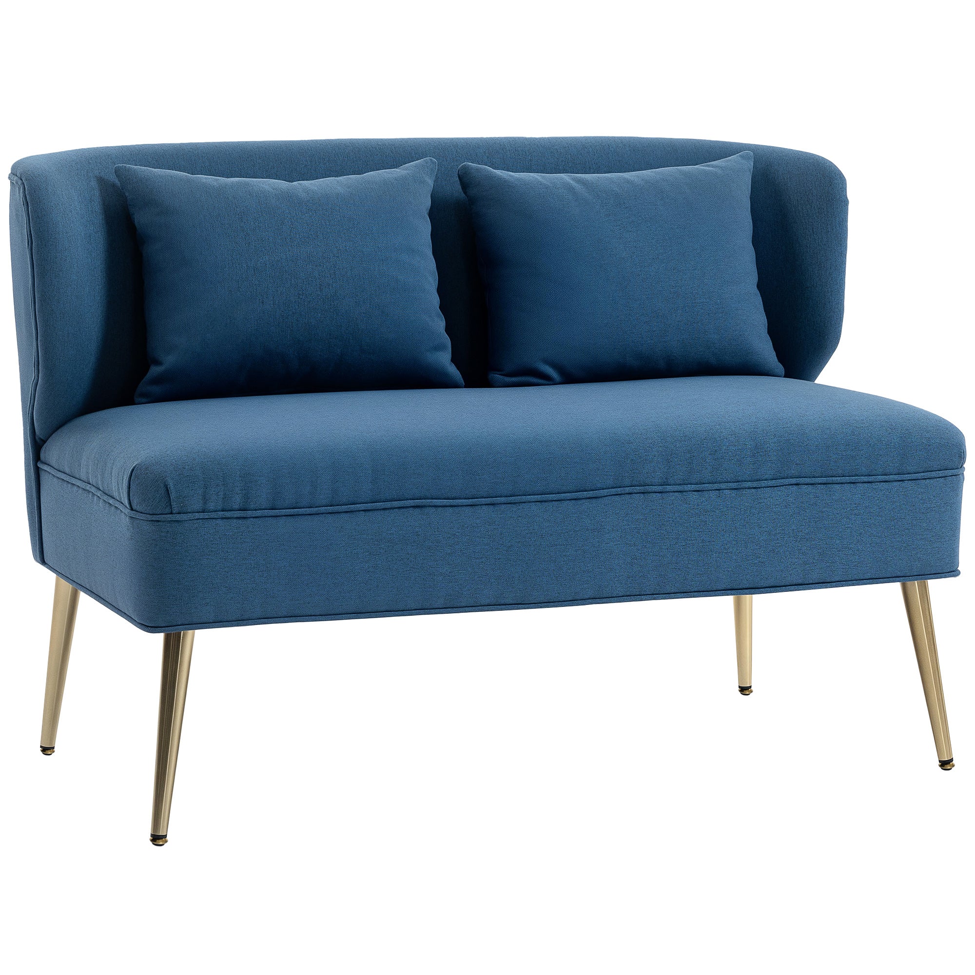 Seater Sofa, Linen-look Fabric Small Sofa with Wing Back, Thick Seat, Metal Legs