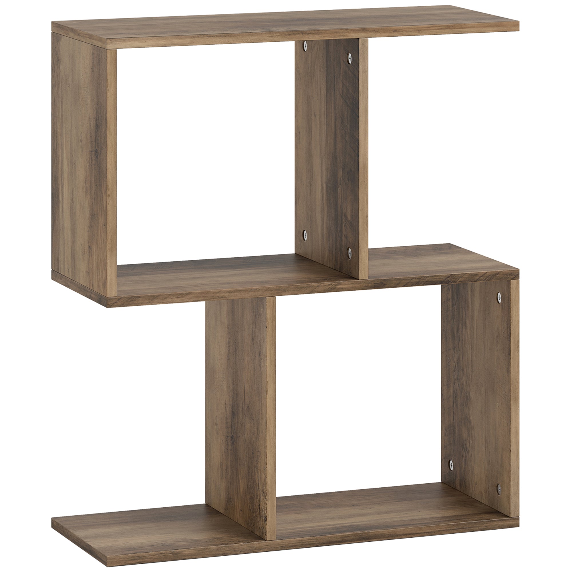 Side Table, Narrow End Table with Storage Shelves, S-Shaped, -Tier, W x .D x H