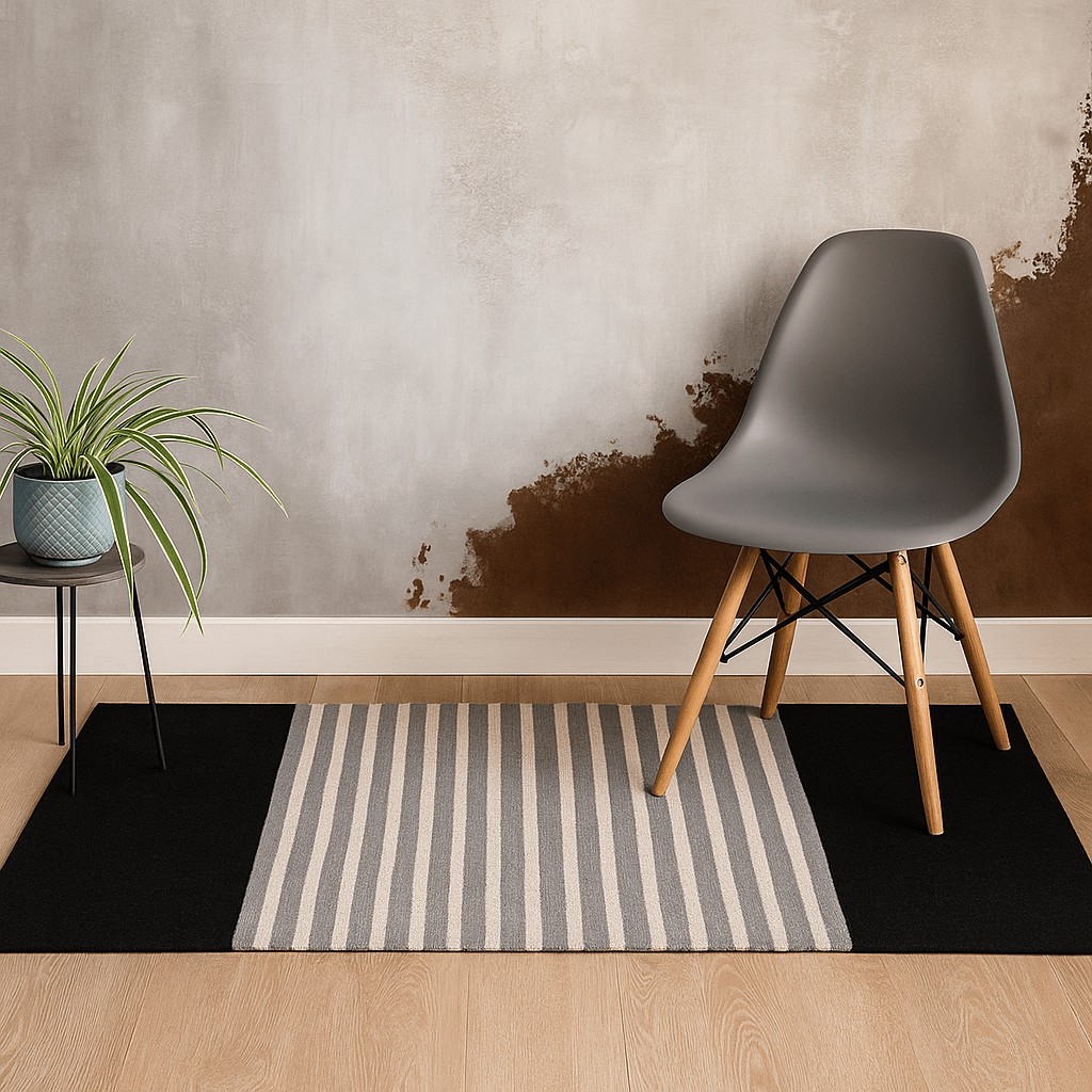Runner Rug, Indian Cotton Black Grey x