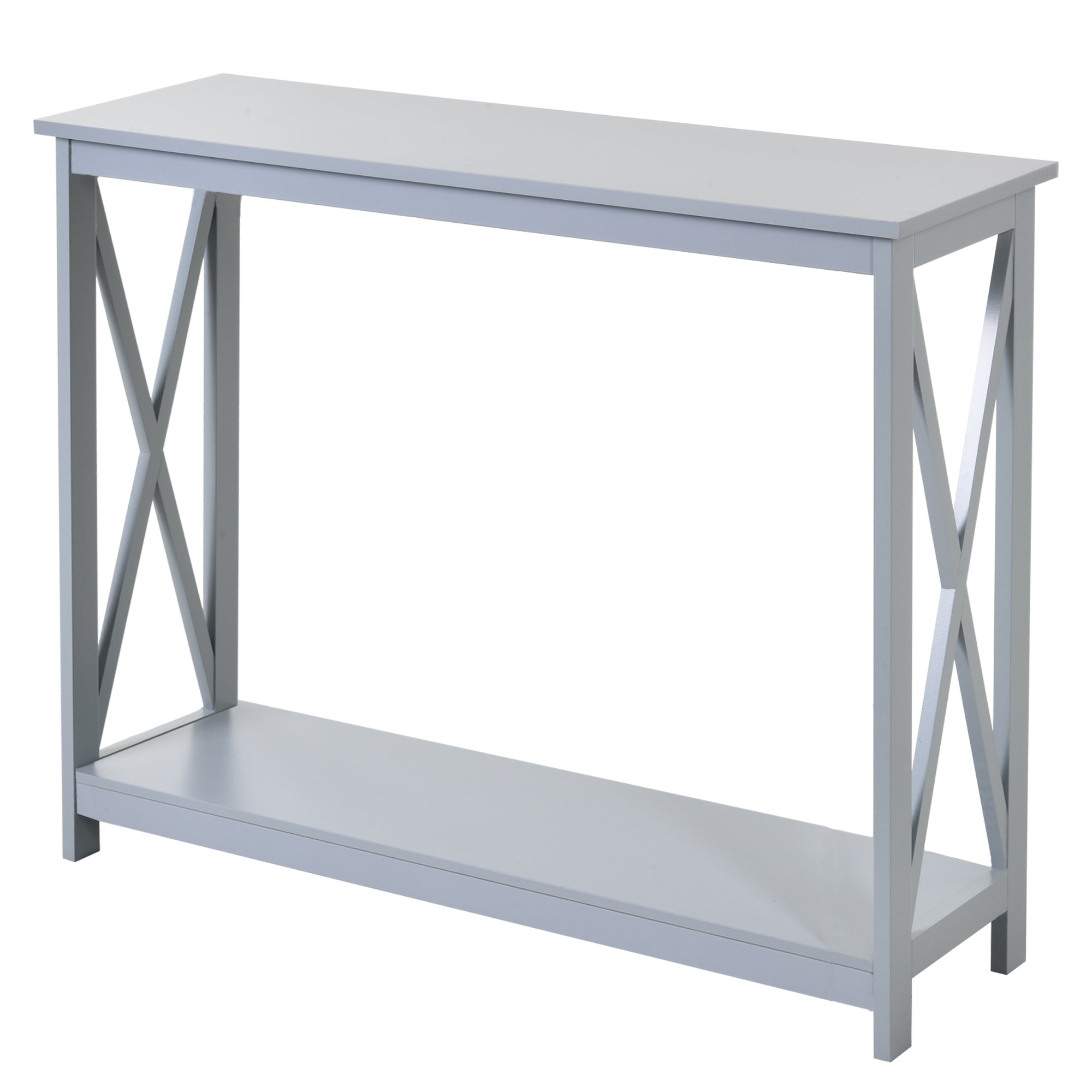 MCL Console Table Hallway Desk wStorage Shelf, X Design for Living Room Entryway, Grey