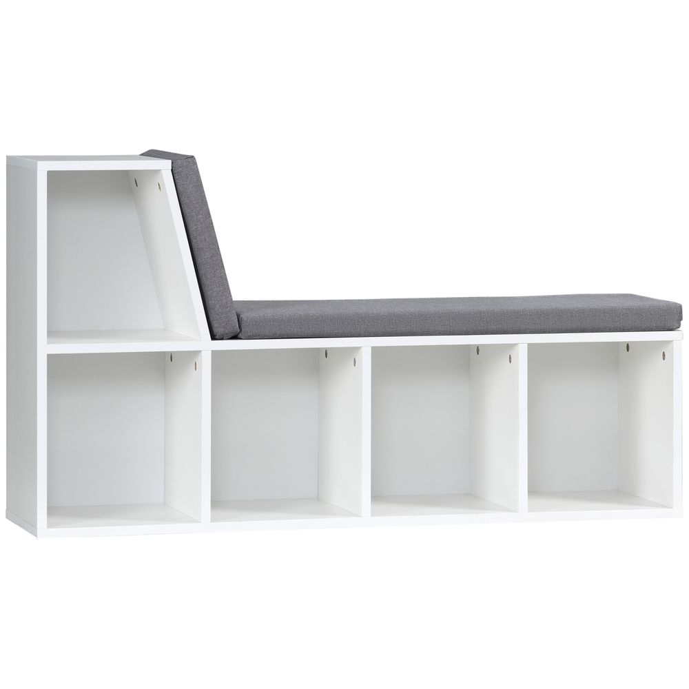 Tier Bookcase Modern Bookshelf w Removable Cushions for Home Office White
