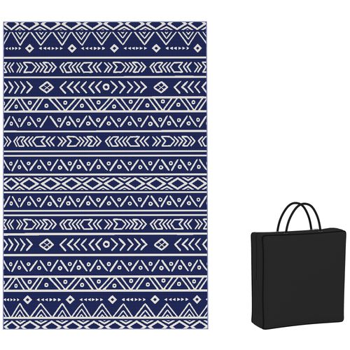Outsunny . x .m Reversible Outdoor RV Rug, Geometric, Blue and White