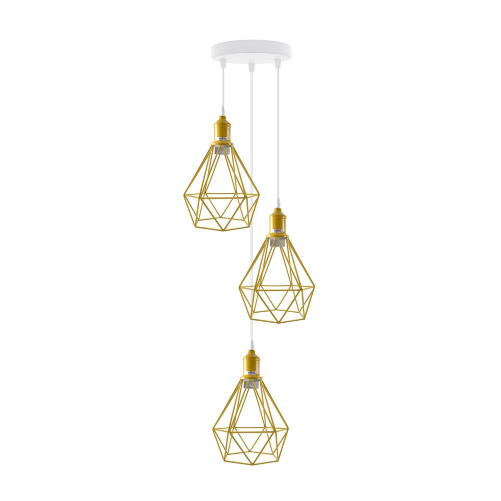 Head pendant Industrial Ceiling Light Fitting, Metal Vintage Lamp shade - with bulb Yellow