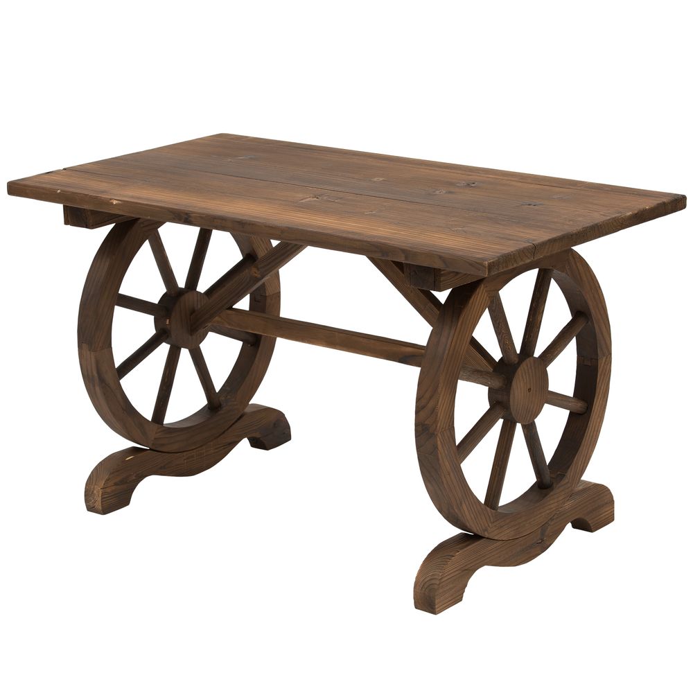 Garden Coffee Table Patio Display Desk Natural Fir Wood Water