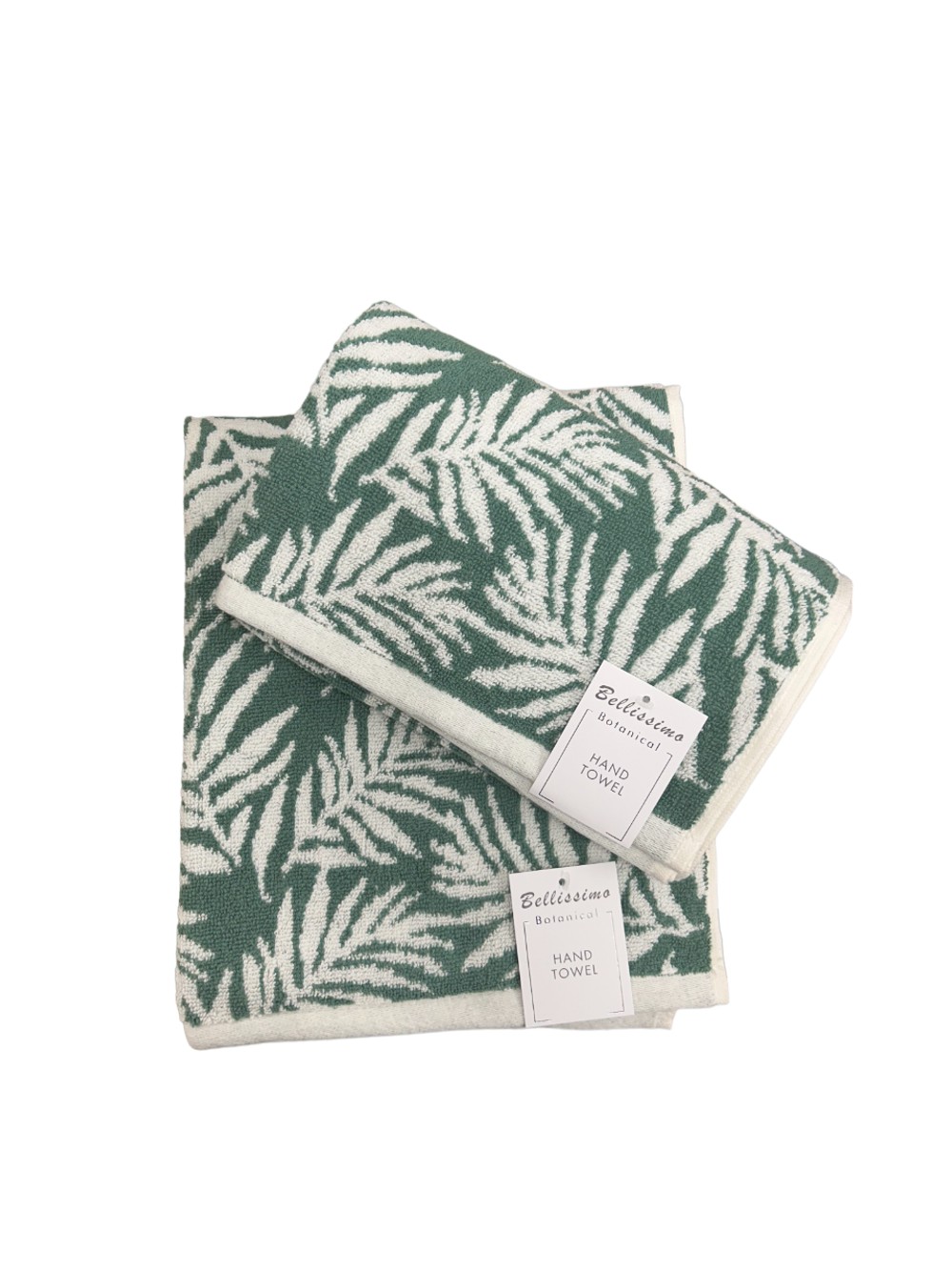 Botanical Leaf Turkish Cotton jacquard towel - Bath Sheet green