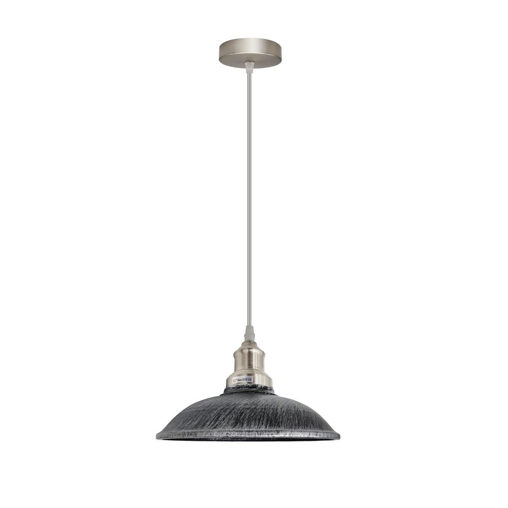 Vintage Industrial E Ceiling Hanging Light Cage Shade Loft Style Metal Ceiling Pendant Lamp - without bulb Brush silver