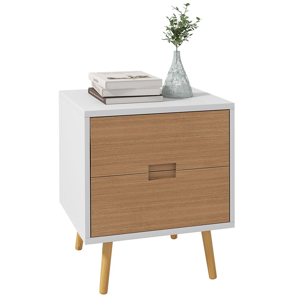 HOMCOM Bedside Table with Drawers for Bedroom, Living Room