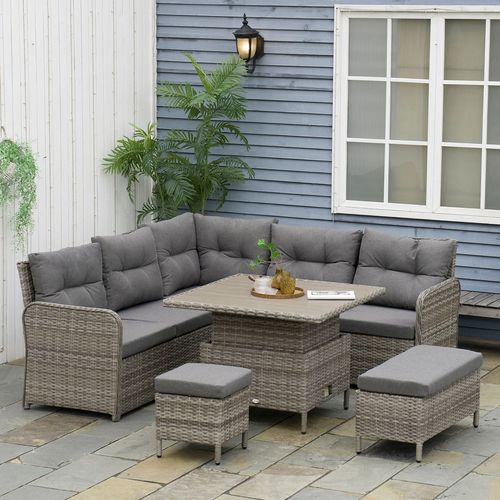 Outsunny PCs Rattan Garden Furniture Sectional Conversation Corner Sofa