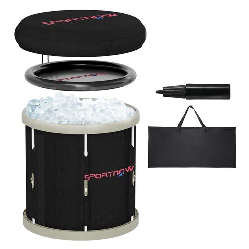SPORTNOW Ice Bath Tub Outdoor, L Portable Cold Water Therapy Tub, Black
