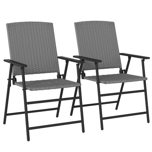 Outsunny pcs Rattan Chair Foldable Garden Furniture w Armrest Grey