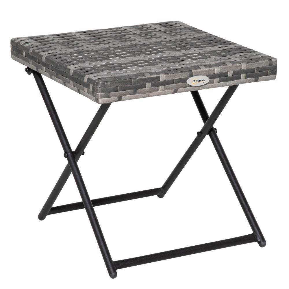 Durable Steel Folding Rattan Coffee Table - Multipurpose Outdoor Furniture