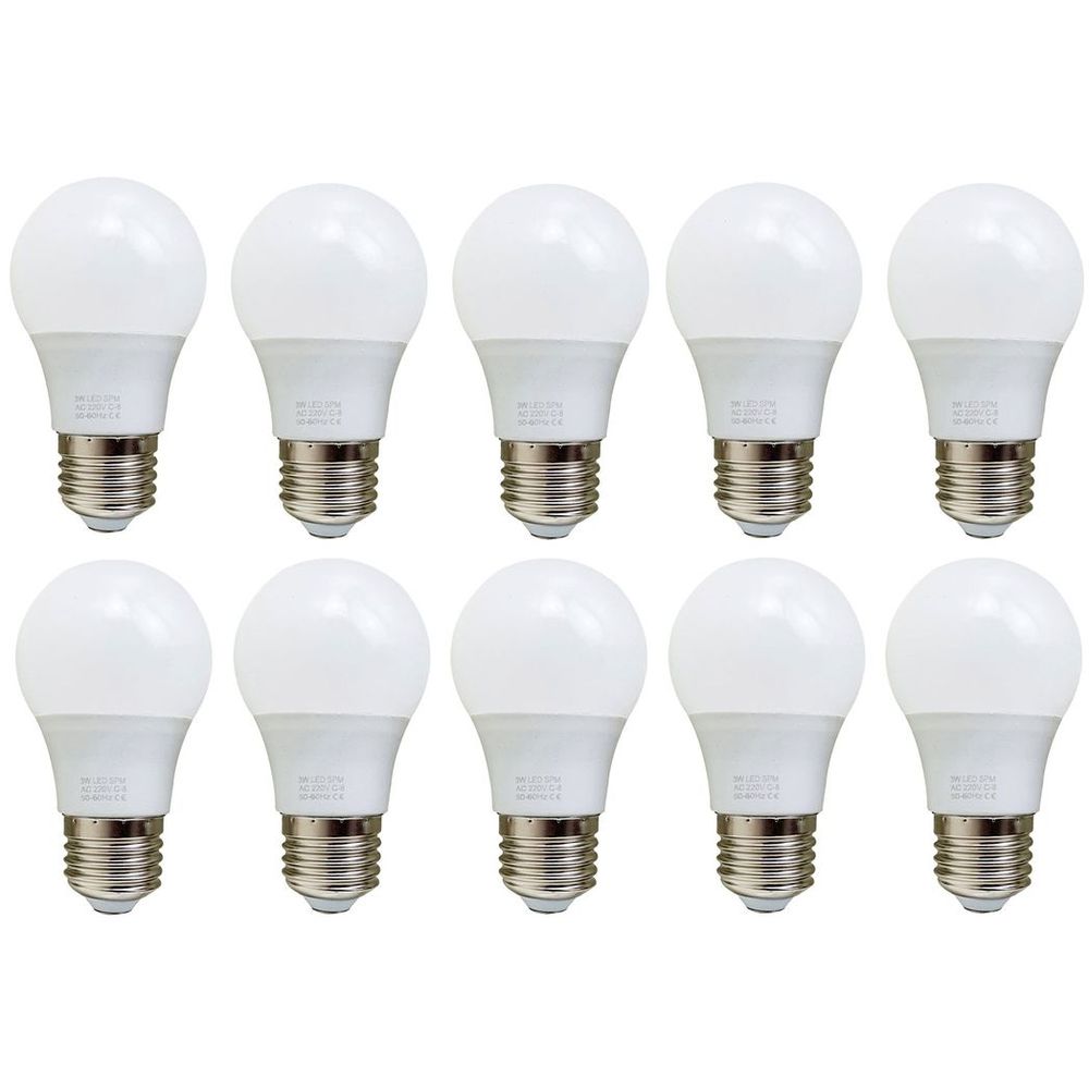 E W Energy Saving Warm White LED Light Bulbs A E Screw-in non dimmable bulbs - Pack