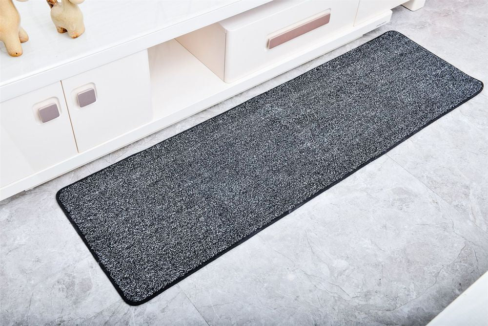 Vinsani Magic Clean Step Mat Non-Slip Backing Machine Washable Doormat Carpet Runner Rug Liner - X BlackWhite