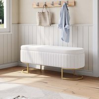 xx White Upholstered Storage Bench Foot Rest