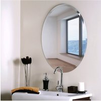 European Style Frameless Beveled Edge Oval Bathroom Wall Mirror, W x H, Clear
