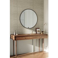 Nordic Black Round Wall-Mounted Bathroom Mirror Metal Frame for Bedroom or Hallway