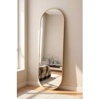 x Gold Capsule-Shaped Full-Length Mirror Metal Frame Wall-Mounted Dressing Mirror