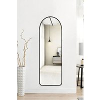 x Black Arched Metal Full Length Mirror with Floor Stand & Wall Mount