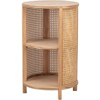 Bedside Table Night Stand Natural Wood, Dark Brown